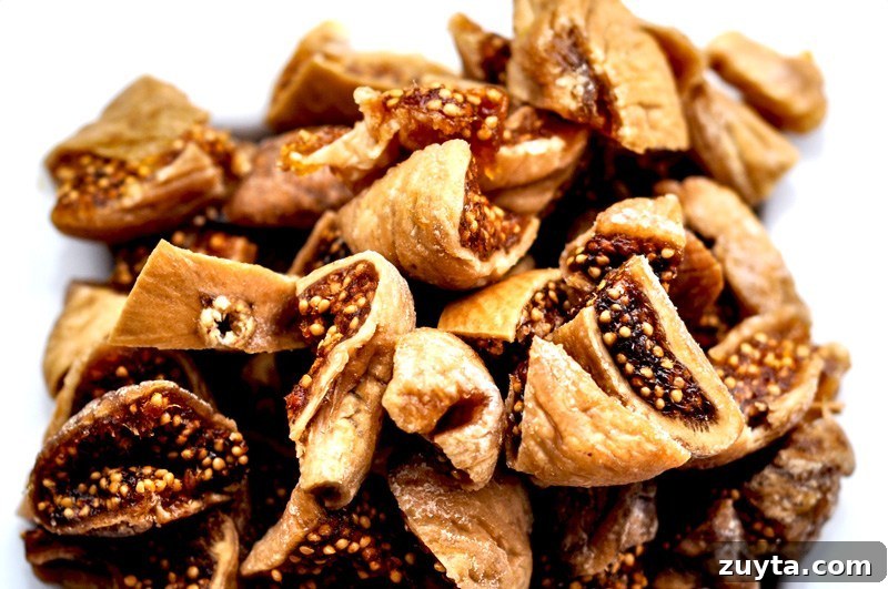 top down view of dried figs.
