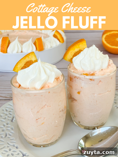 Classic Cottage Cheese Jello Salad Recipe 10 cottage cheese jello salad, easy 5 minute jello salad, orange fluff salad, 4 ingredient salad, creamsicle salad, easiest salad for summer, orange fluff dessert, cottage cheese dessert, vintage dessert salad recipe ideas, easy best potluck dessert salad side dishes