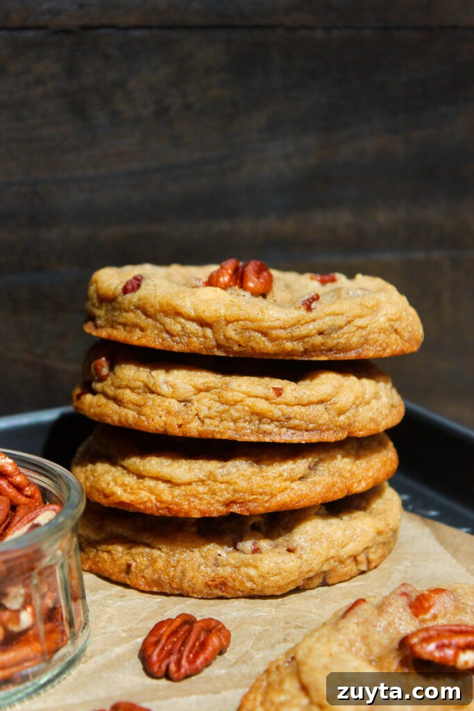 Butter pecan cookies on a cooling rack