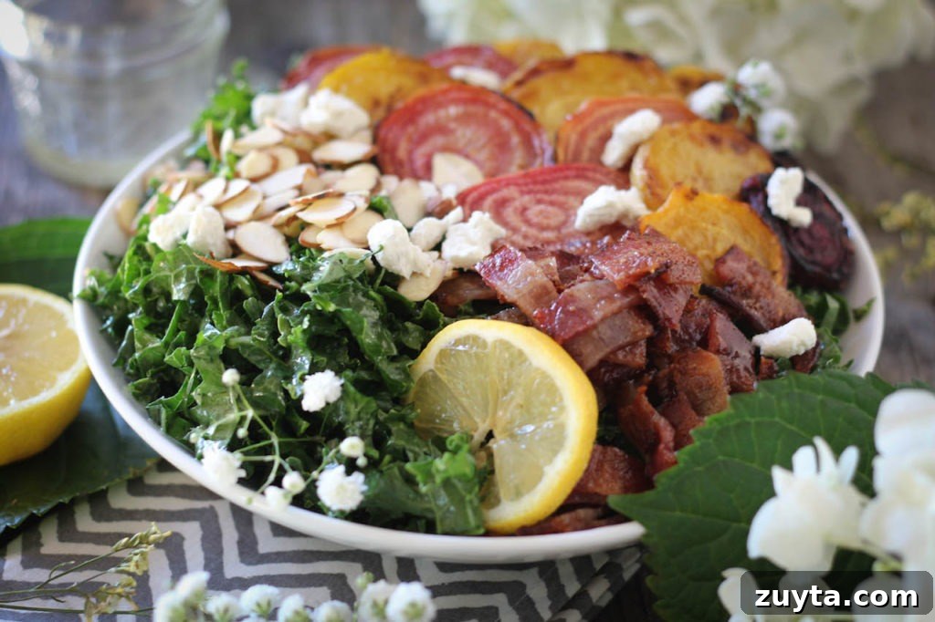 PaleOMG Kale Candied Bacon Beet Salad