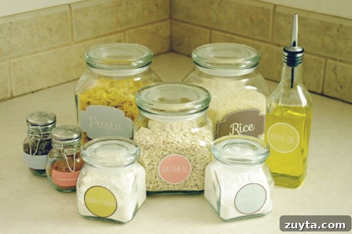 Over 60 Free Printable Labels for Home Organization 8 pantry label printables on jars