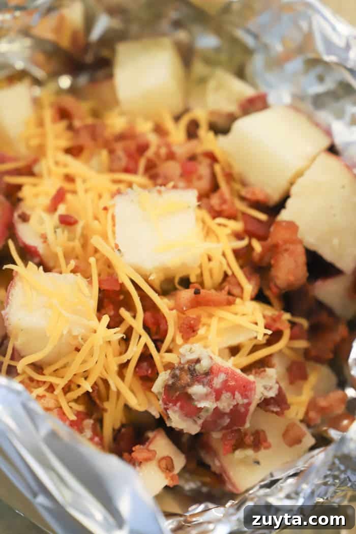 Slow Cooker Cheesy Ranch Potatoes Recipe 4 Slow Cooker Cheesy Ranch Potatoes in the slow cooker with foil