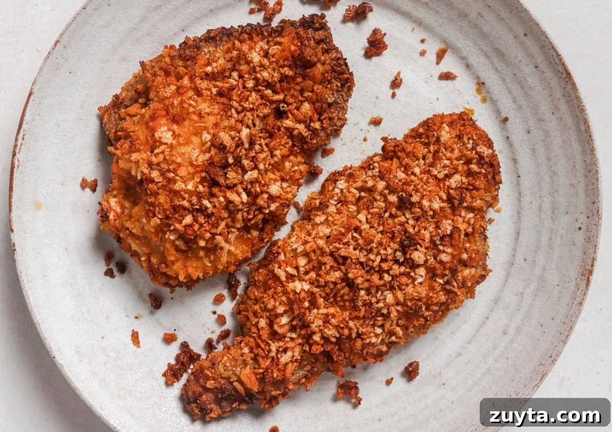 Foolproof Pork Chop Recipes for Juicy Weeknight Dinners 6 Two shake and bake pork chops on a plate.