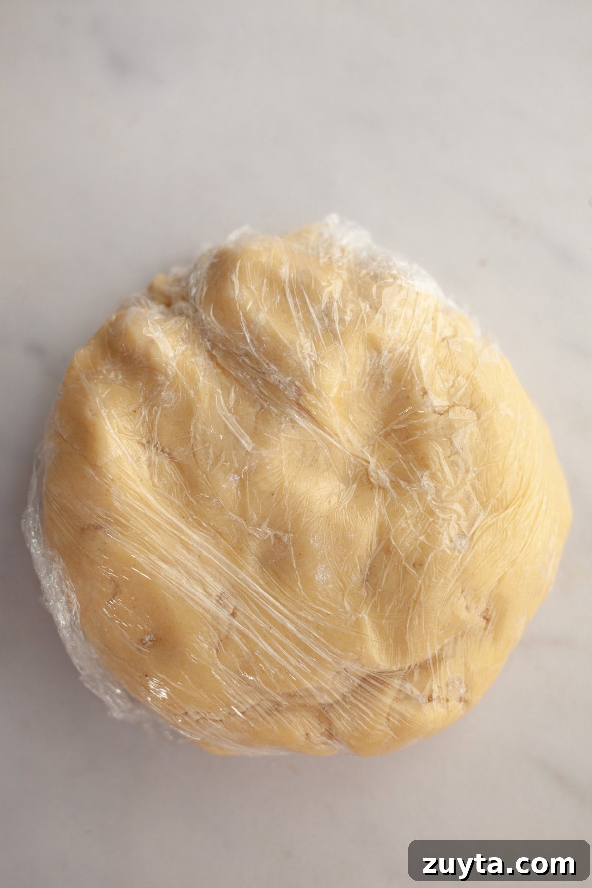 Double-Ginger Shortbread Cookies Recipe 7 Ginger cookie dough wrapped in plastic.