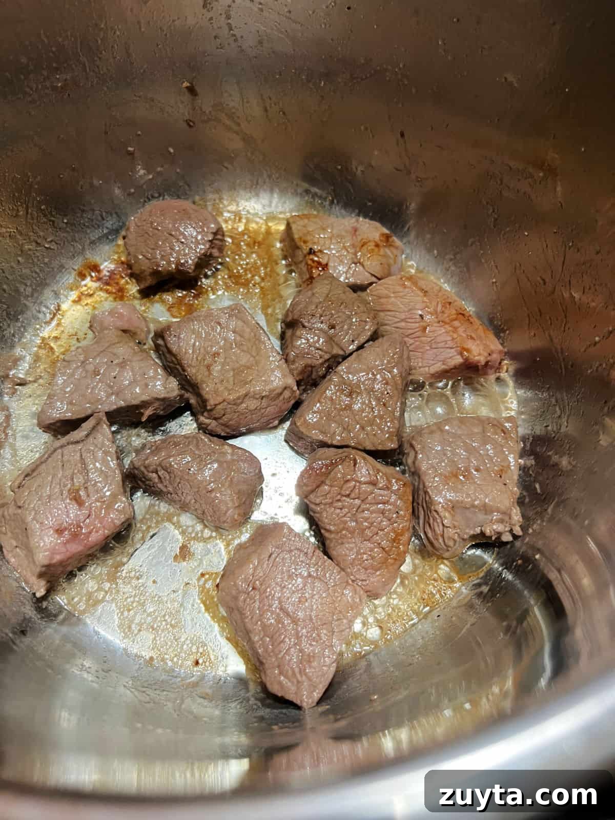 meat browning in the Instant Pot.