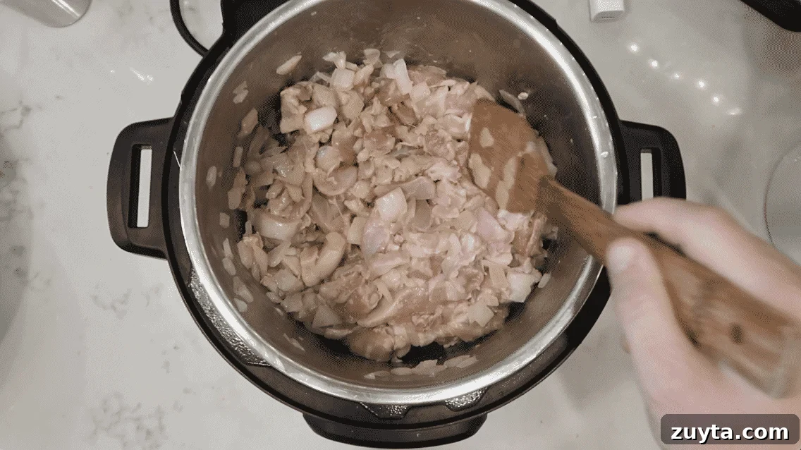 Creamy Instant Pot Chicken Tikka Masala Recipe 5 Sautéing chicken and onions