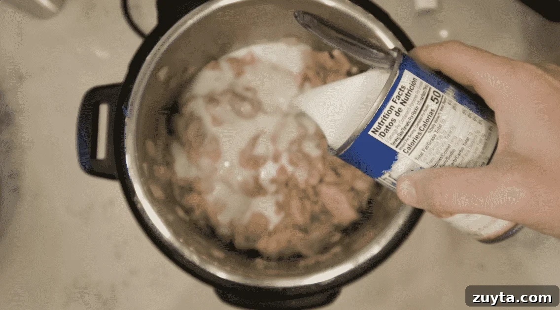 Creamy Instant Pot Chicken Tikka Masala Recipe 7 Pouring coconut milk