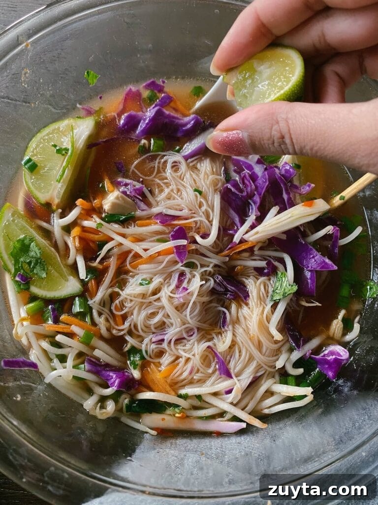 Quick Vegan Pho Recipe with Aromatic Broth 4 squeeze of lime