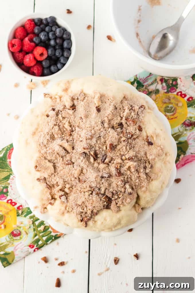 Streusel Kuchen: Classic German Coffee Cake Recipe 8 A plate of unbaked coffee cake