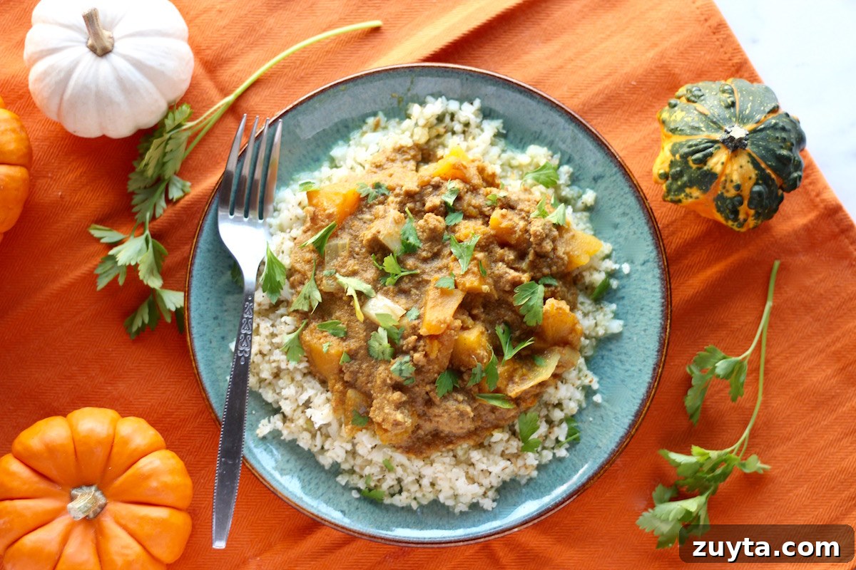 Slow Cooker Beef and Pumpkin Curry (AIP) 2 Crockpot Beef Pumpkin Curry (AIP) - an AIP, Paleo "curry" that is colorful and flavorful from turmeric, ginger, cinnamon, and butternut squash! | fedandfulfilled.com