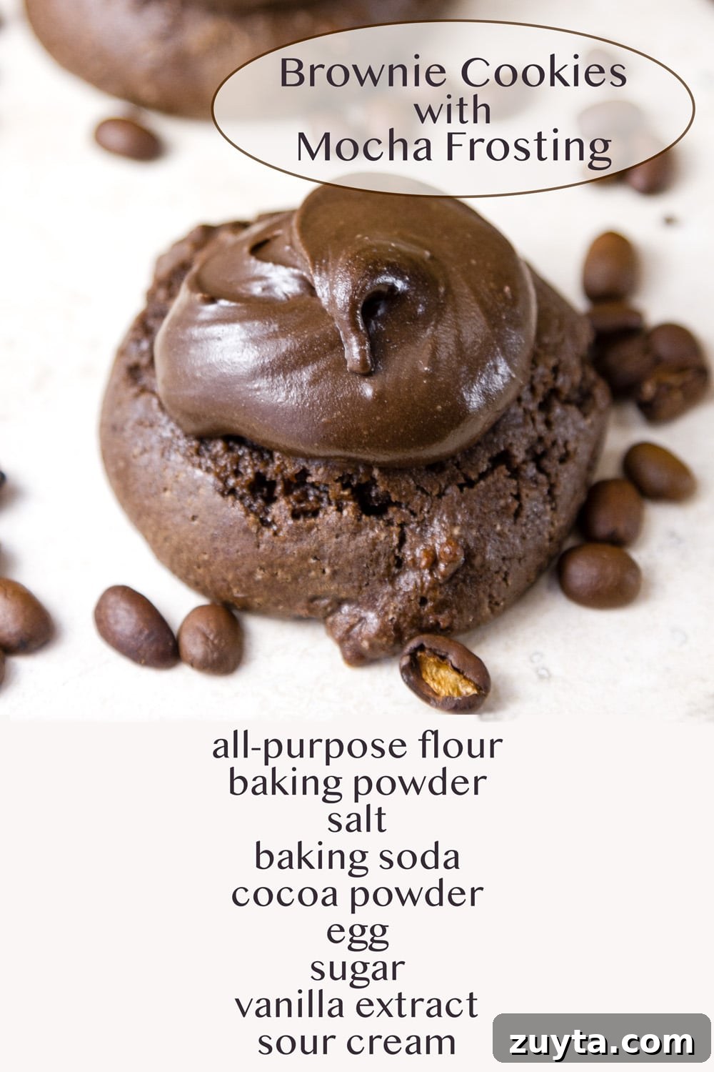 Chewy Double Chocolate Cookie Recipe 3 a chocolate cookie with frosting on top on a white plate.