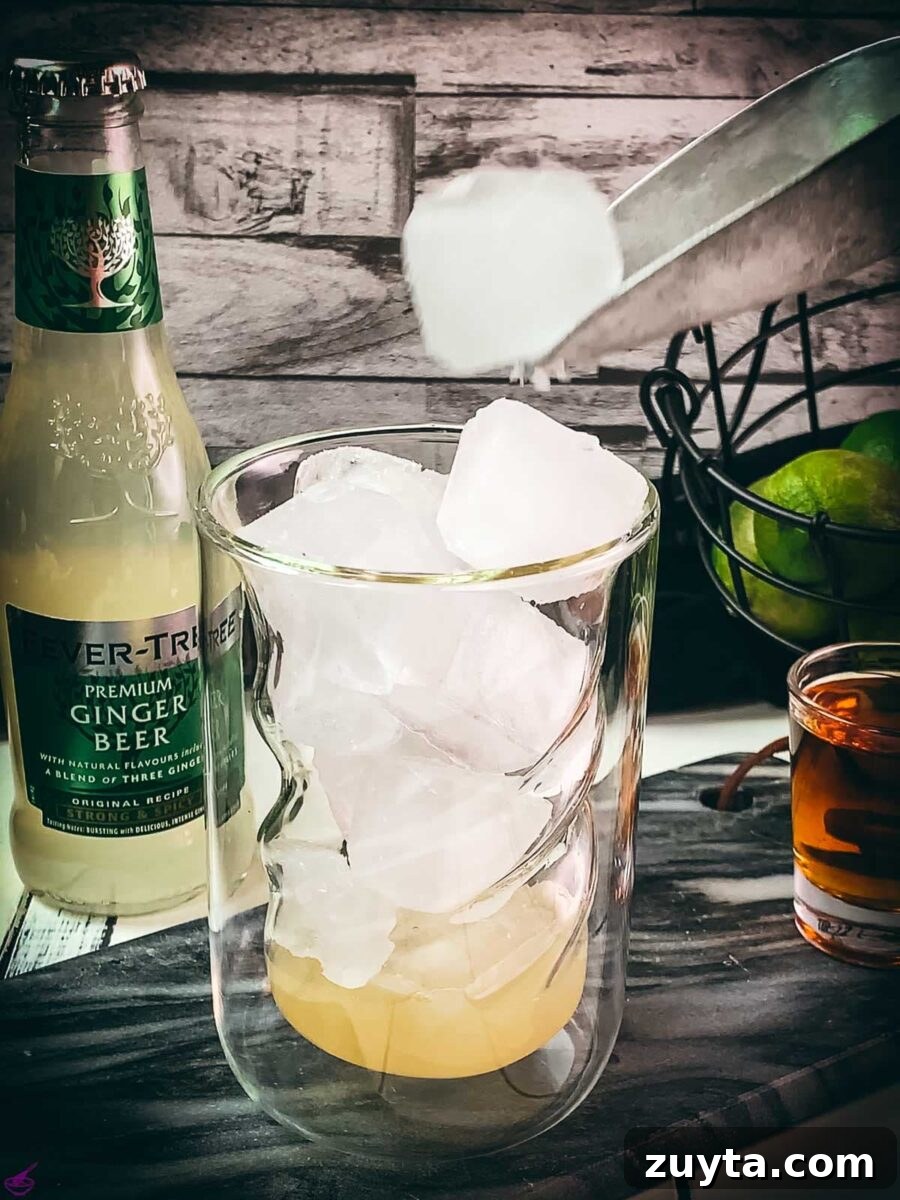 How to Make a Classic Dark and Stormy Cocktail 4 Add cubed ice.