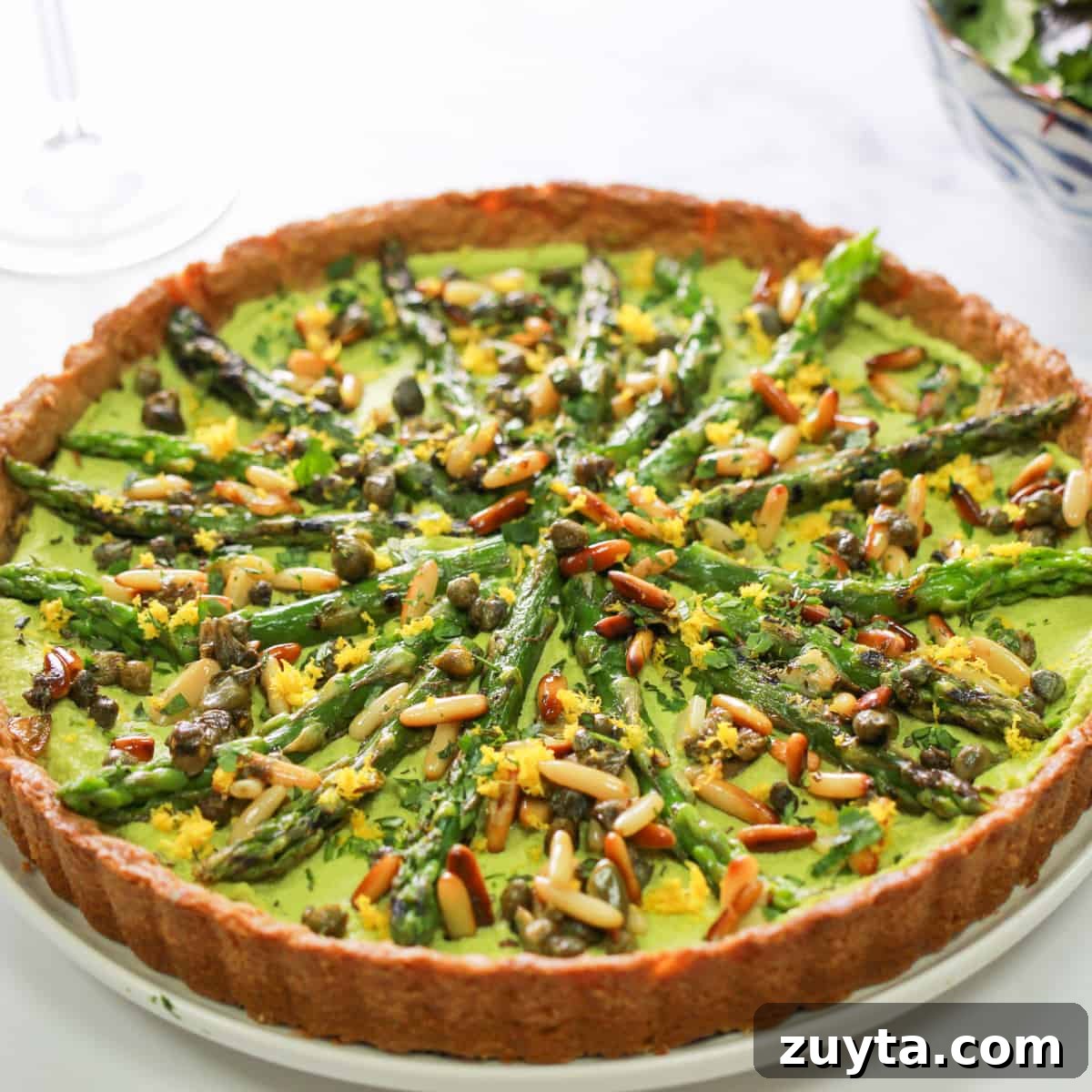 Asparagus and Pesto Macadamia Tart
