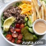 Burger Bowl with fries and special sauce