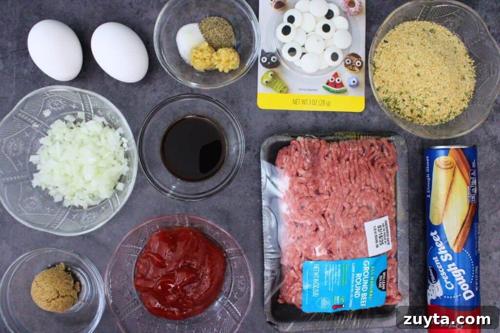 ingredients to make mummy meatloaf