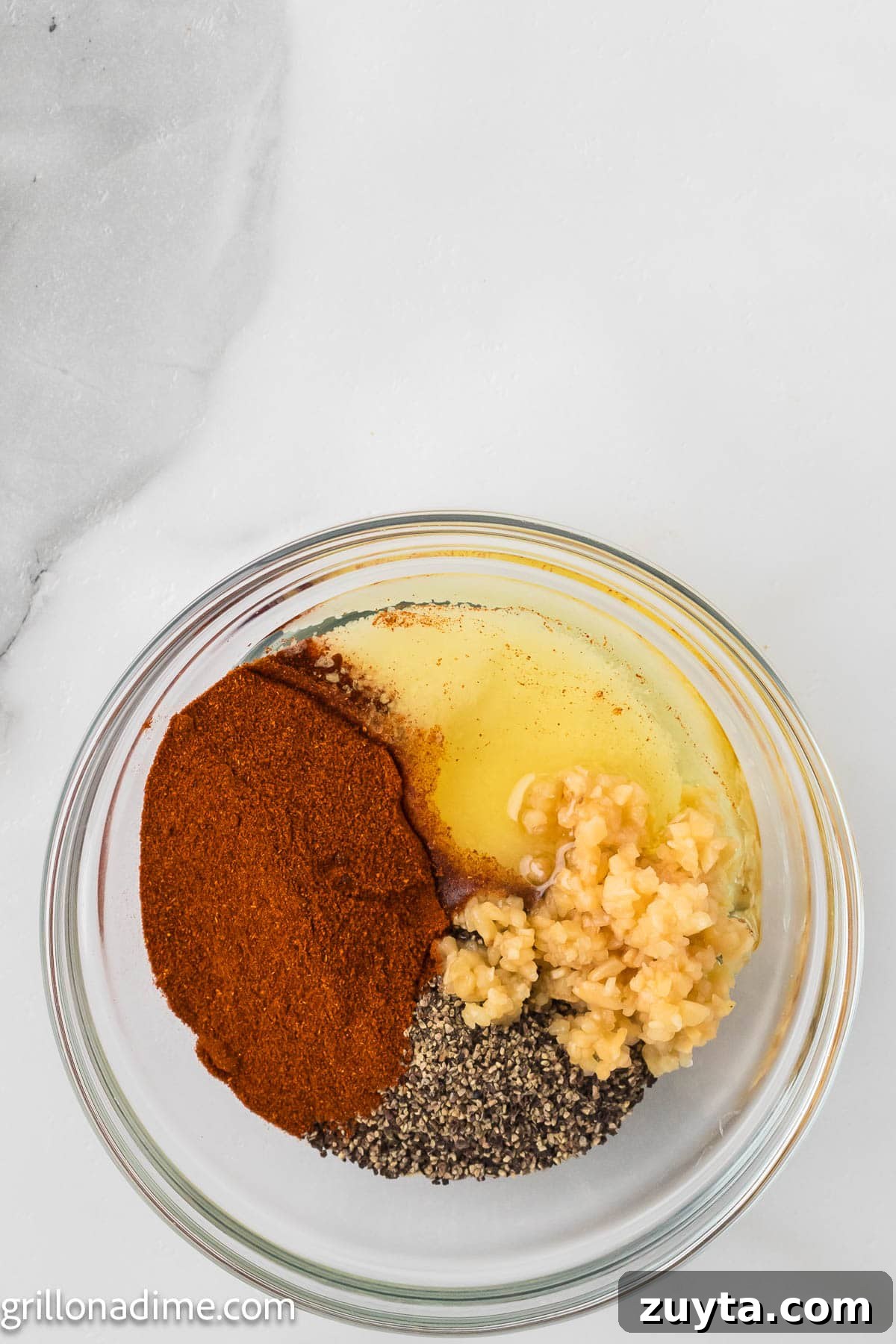 Combining the sauce ingredients in a bowl