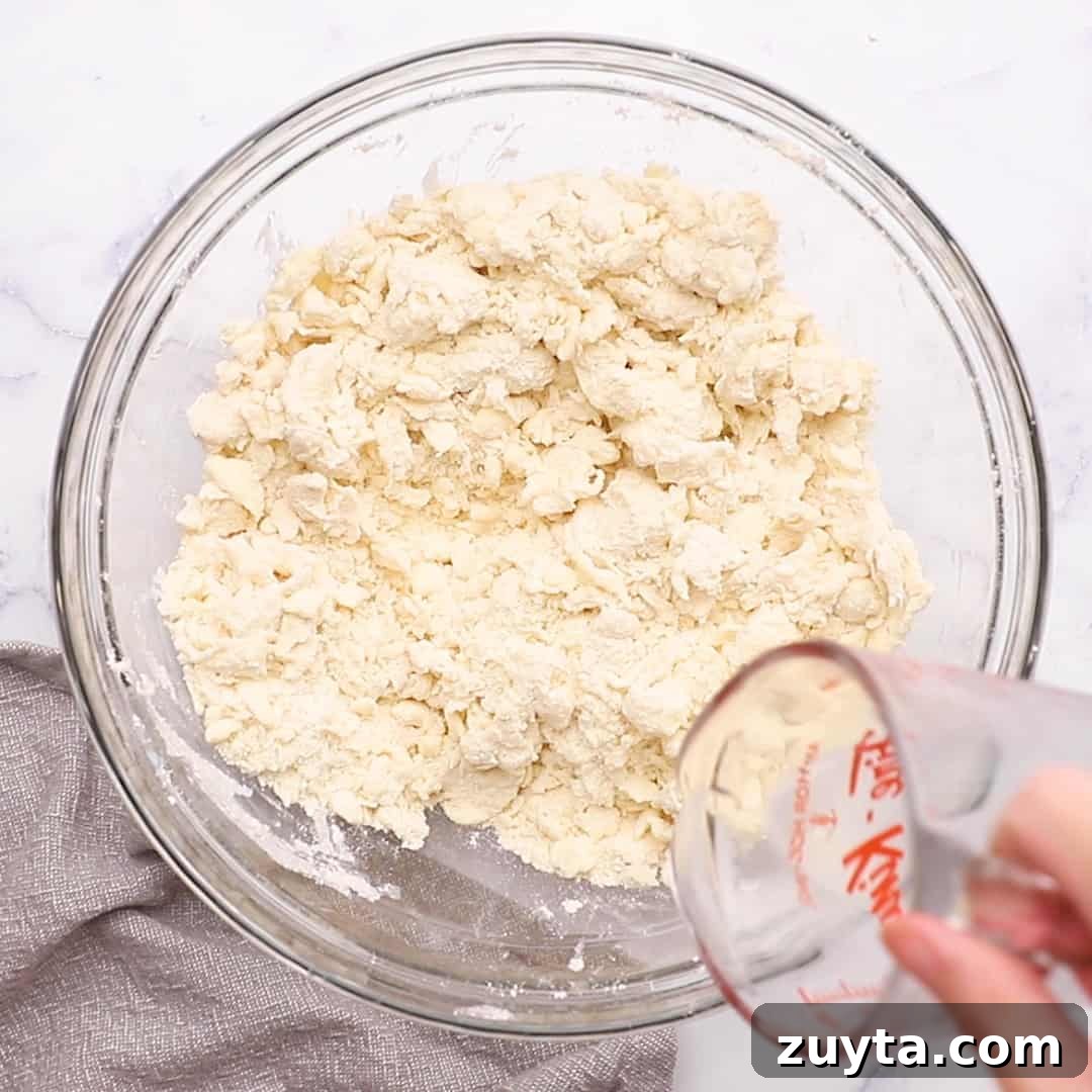 Rustic Apple Cranberry Crumble Pie Recipe 5 adding water to the bowl