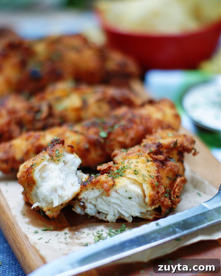 ranch chicken tenders showing crisp breading and tender chicken