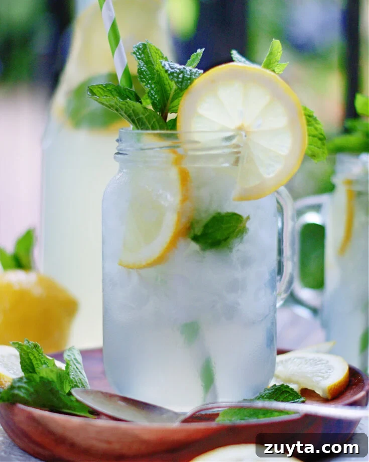 Best homemade mint lemonade in a chilled mug