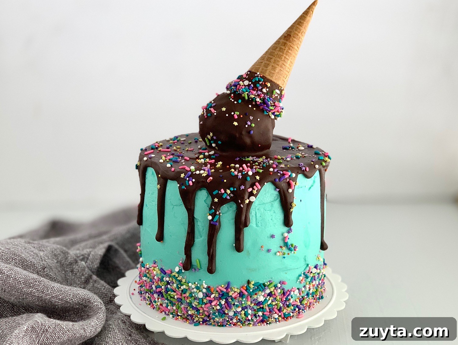 ice cream cone cake with sprinkles