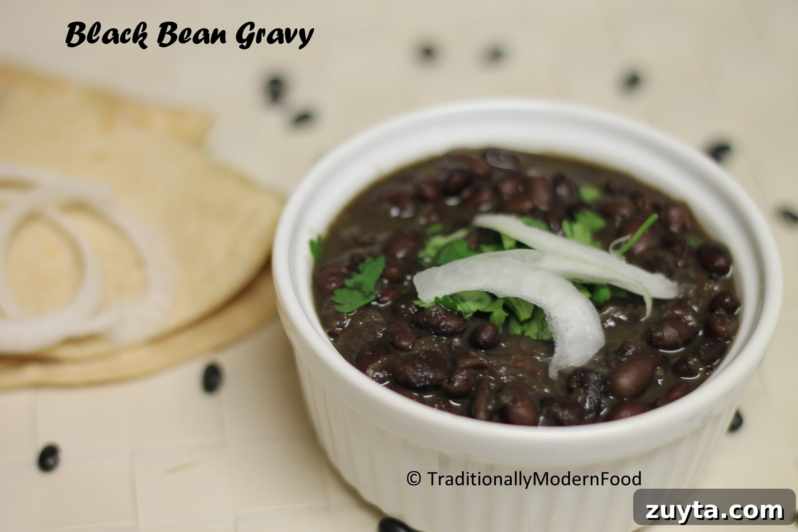 Savory Black Bean Gravy for Tacos and Stir Fries 3 Black Bean Subzi