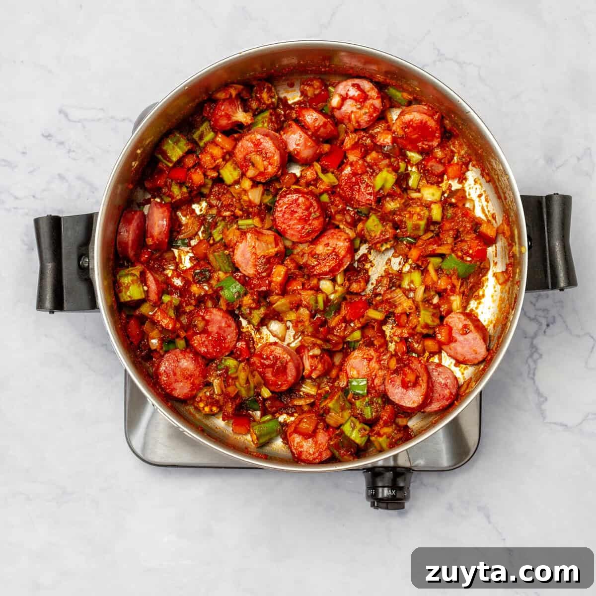 Combine Sausage and Shrimp