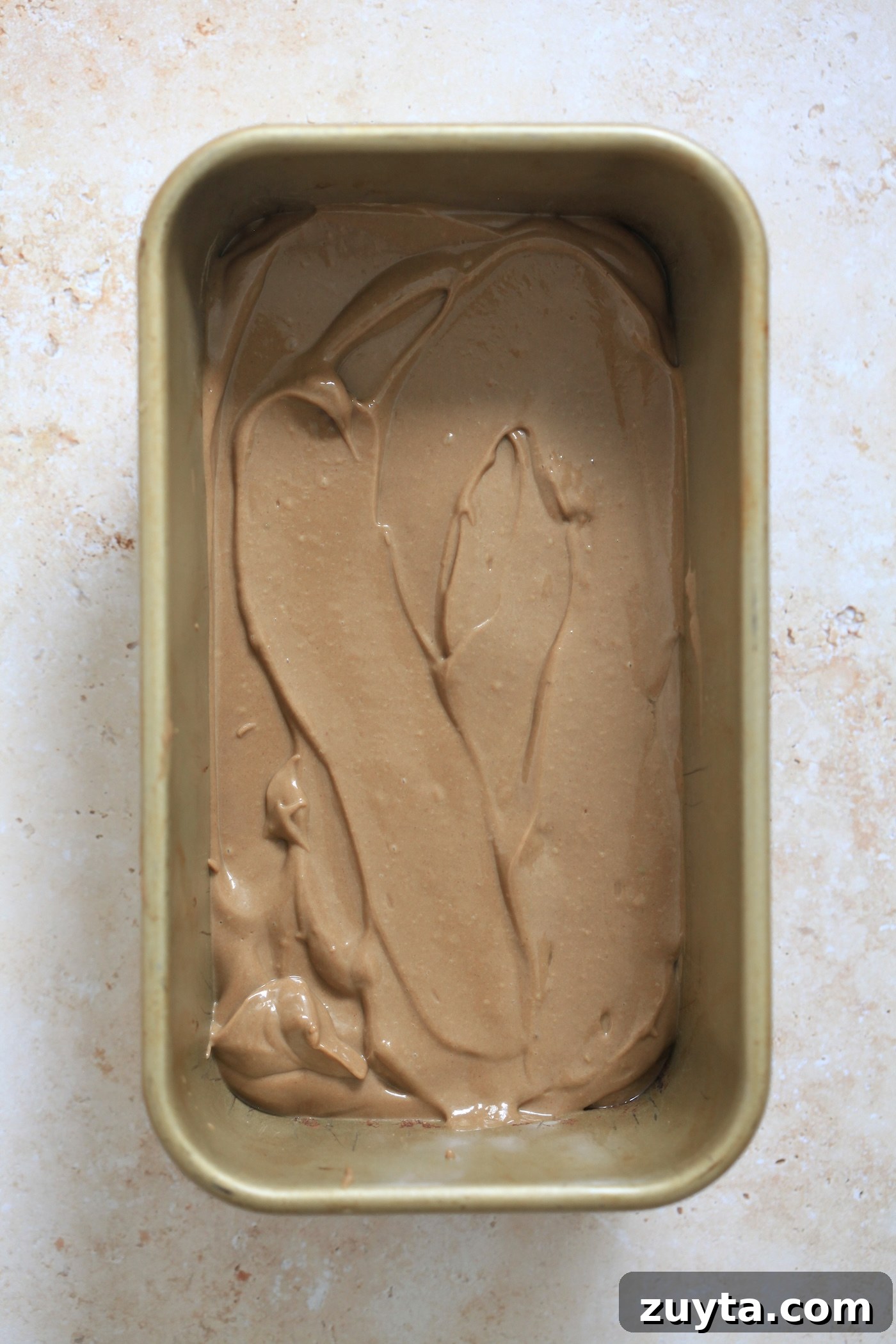Creamy Dairy-Free Chocolate Avocado Ice Cream Recipe 4 loaf pan of wet chocolate mixture