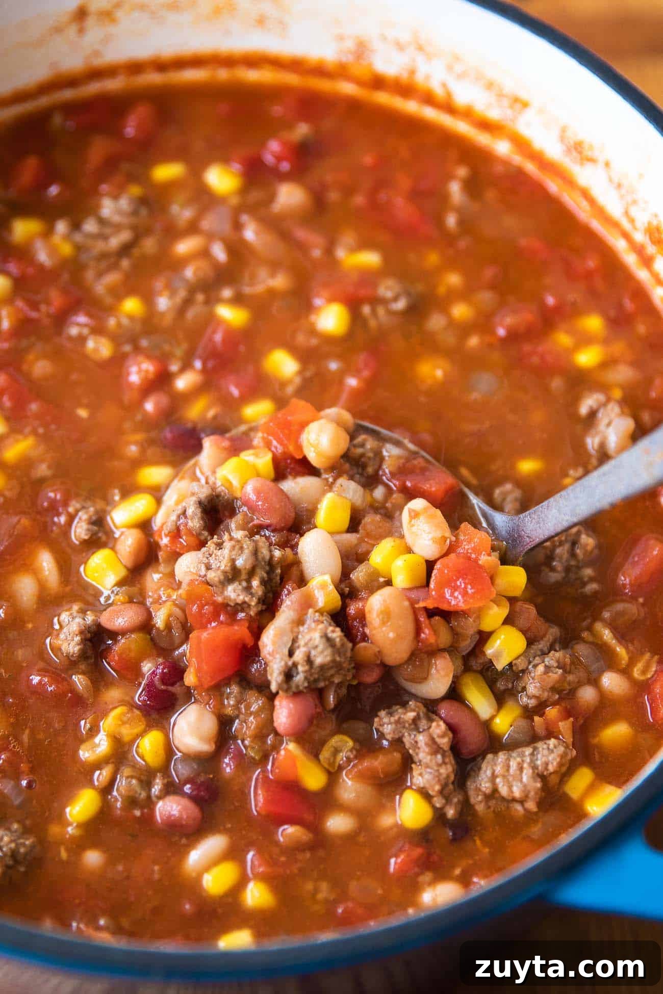 15-Bean Taco Soup Recipe 4 taco soup in a pot
