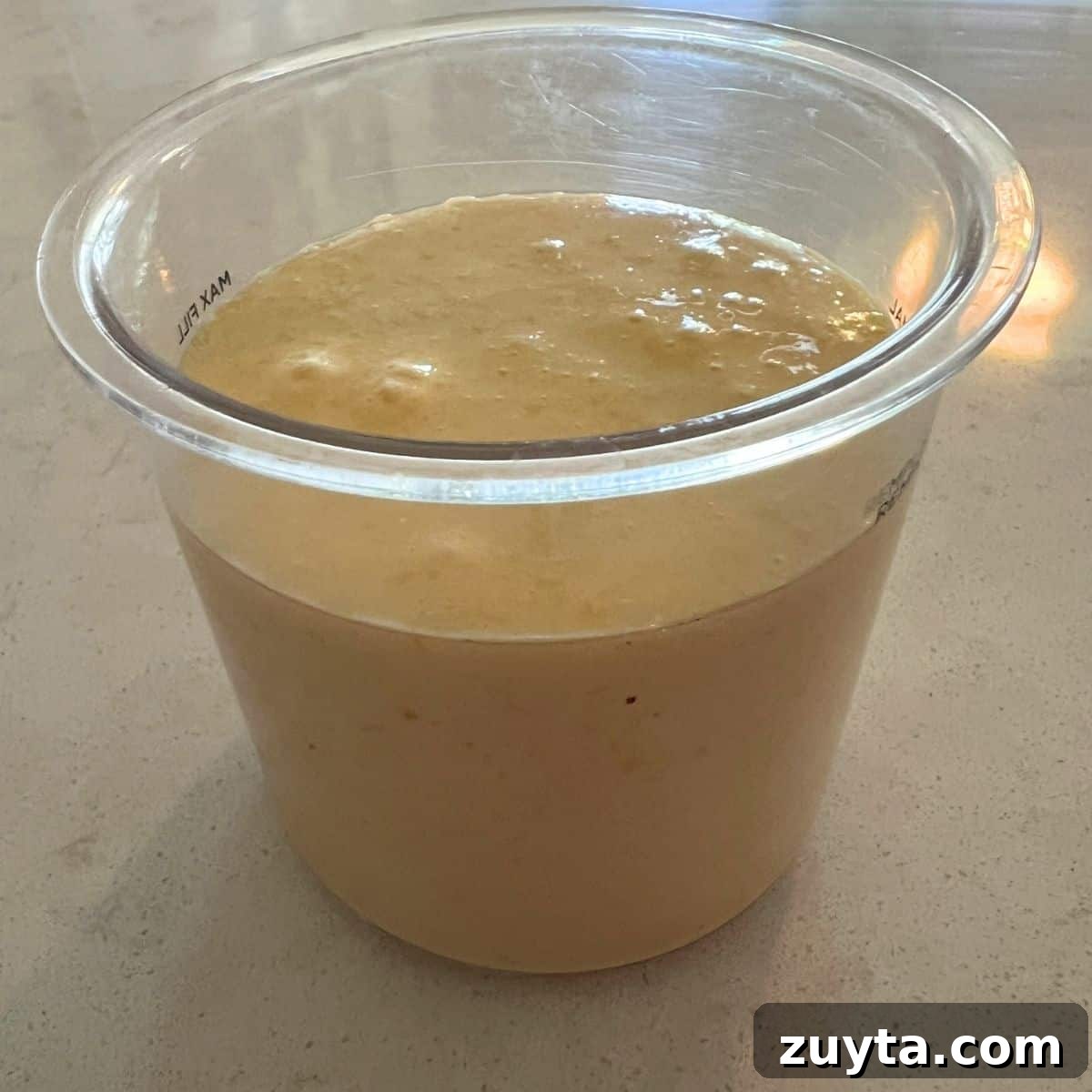 Ninja Creami Peaches and Cream Dairy-Free Recipe 3 Peaches and cream mixture in a Ninja Creami pint