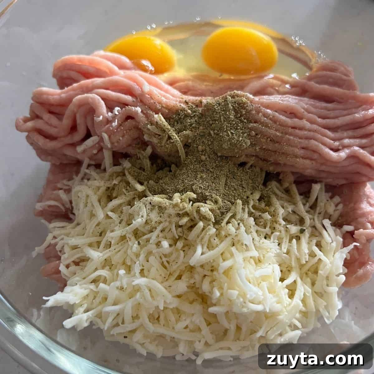 Zero-Carb Carnivore Pizza Crust Recipe 2 Carnivore pizza crust ingredients in a bowl.