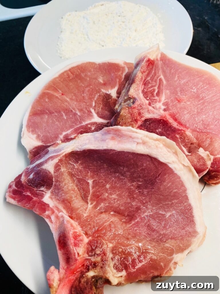 Apple Bourbon Glazed Pork Chops Recipe 2 pork breading station