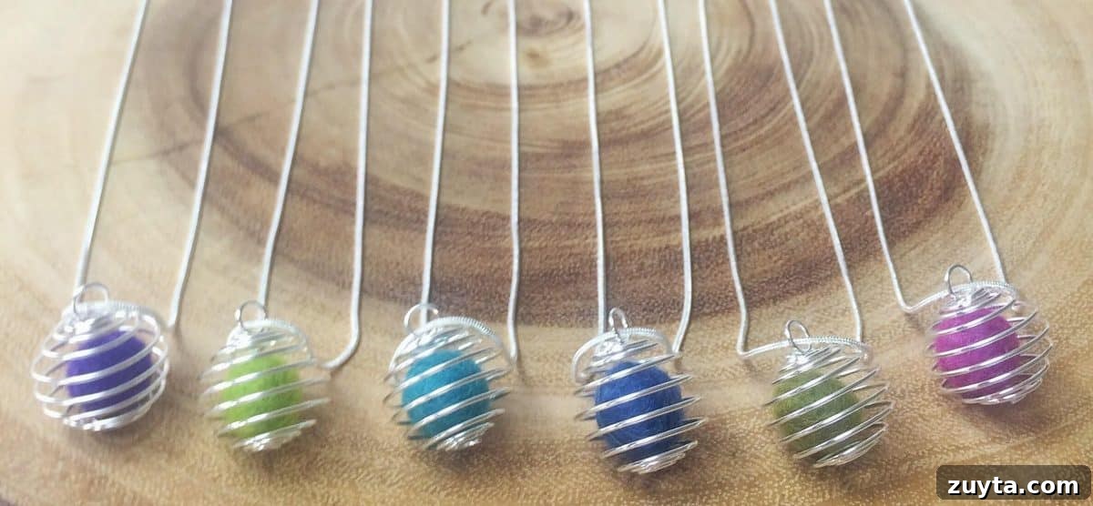 How to Make an Essential Oil Diffuser Necklace 12 6 colorful wool felt balls in diffuser necklaces