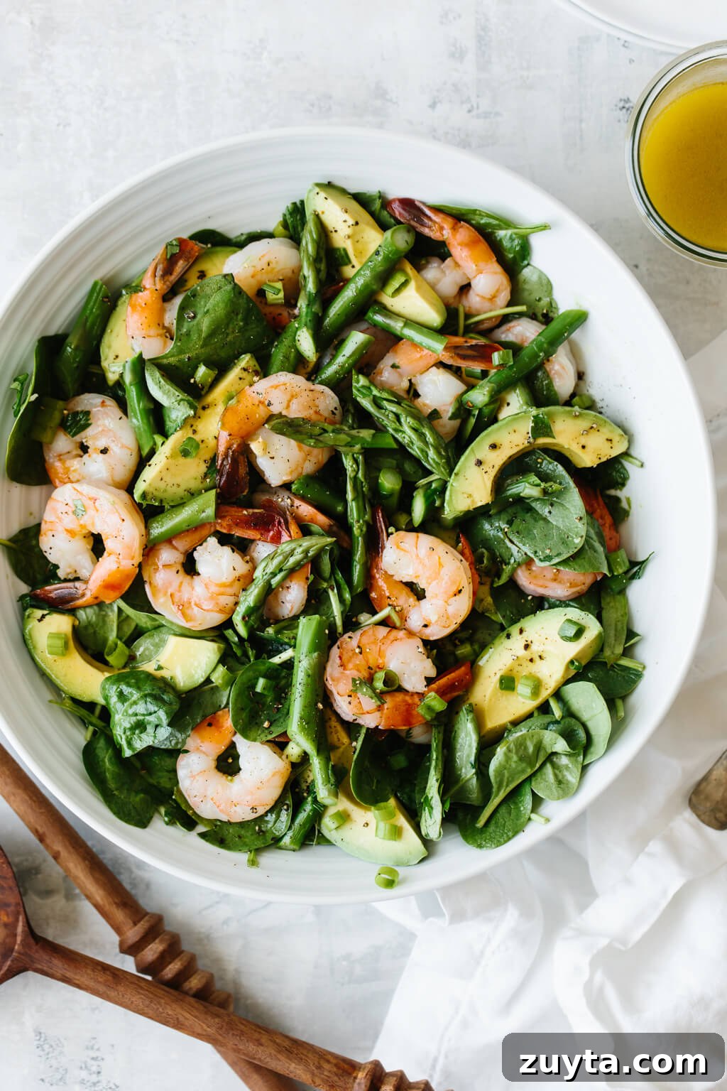 Over 60 Mediterranean Diet Recipes for Every Meal 46 This shrimp, asparagus and avocado salad is utterly delicious and perfect for spring. It's a light, vibrant, creamy, healthy avocado salad.