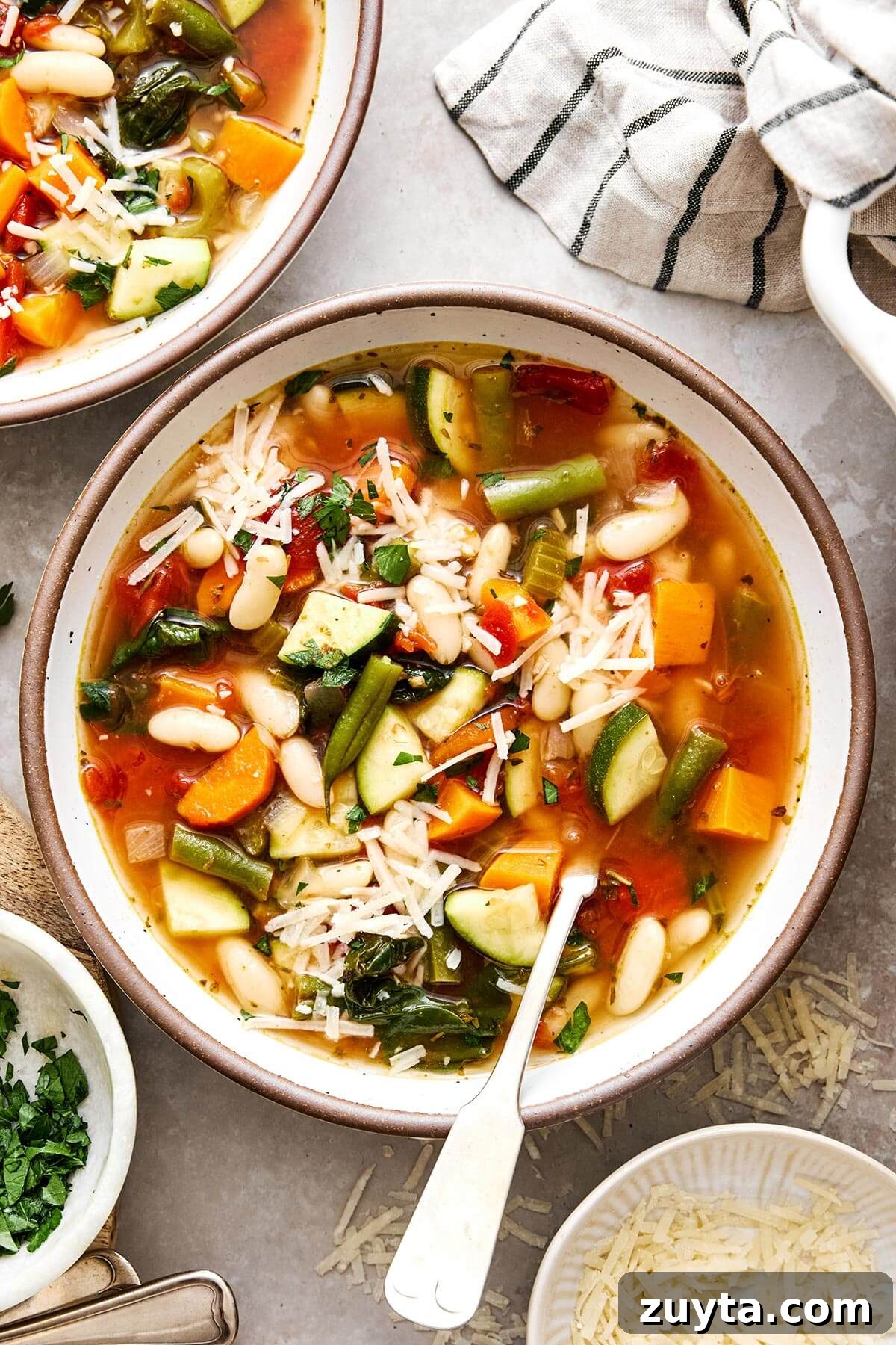 Over 60 Mediterranean Diet Recipes for Every Meal 47 A bowl of minestrone soup.