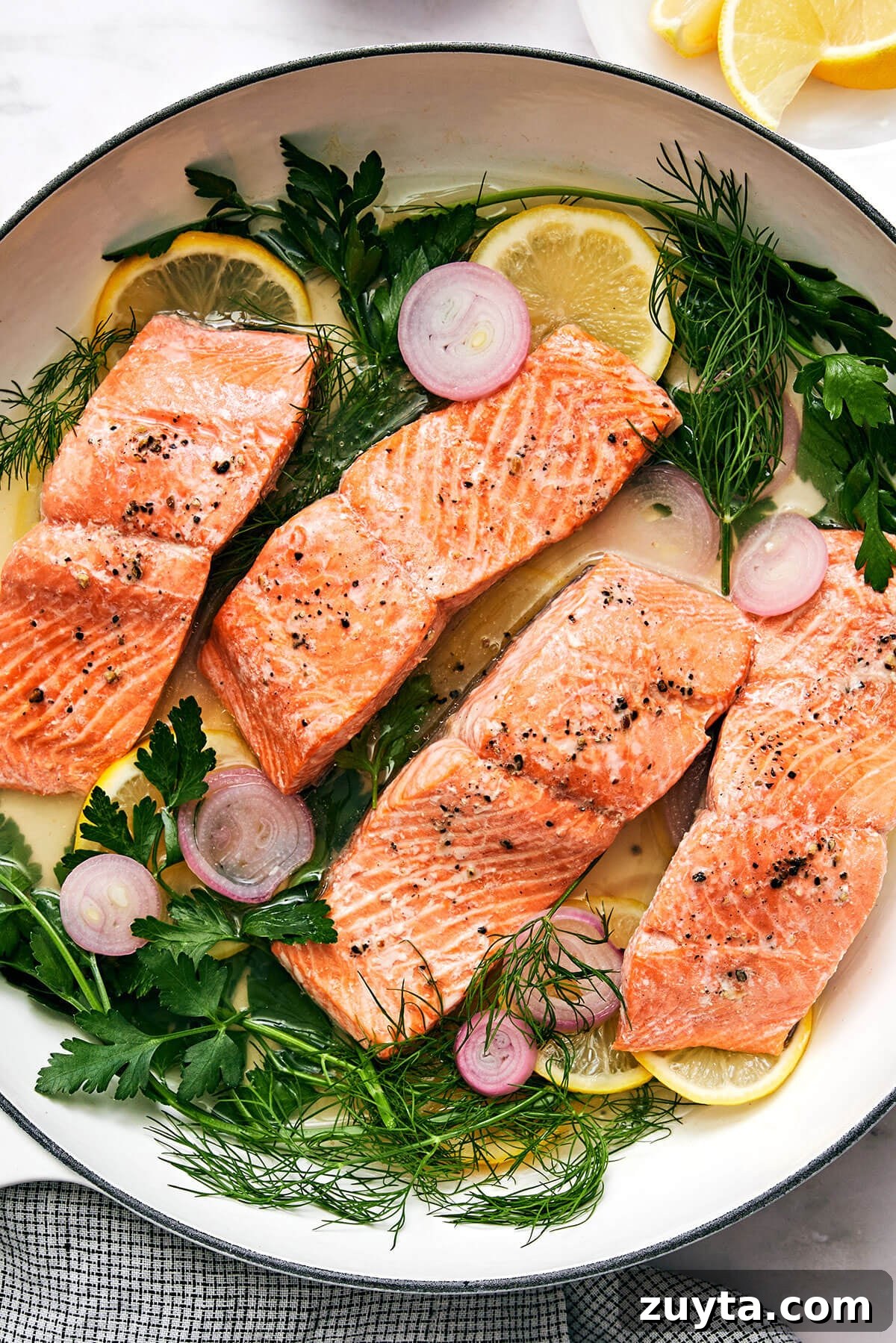 Over 60 Mediterranean Diet Recipes for Every Meal 63 Poached salmon in a pan