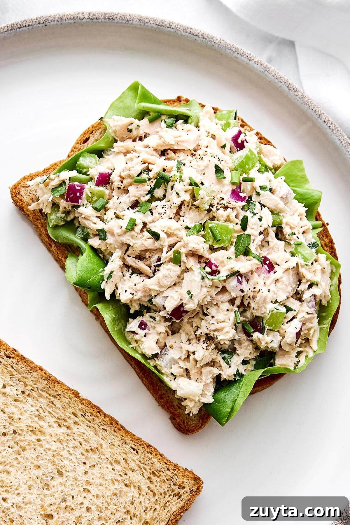 Over 60 Mediterranean Diet Recipes for Every Meal 68 Tuna salad on a piece of toast.
