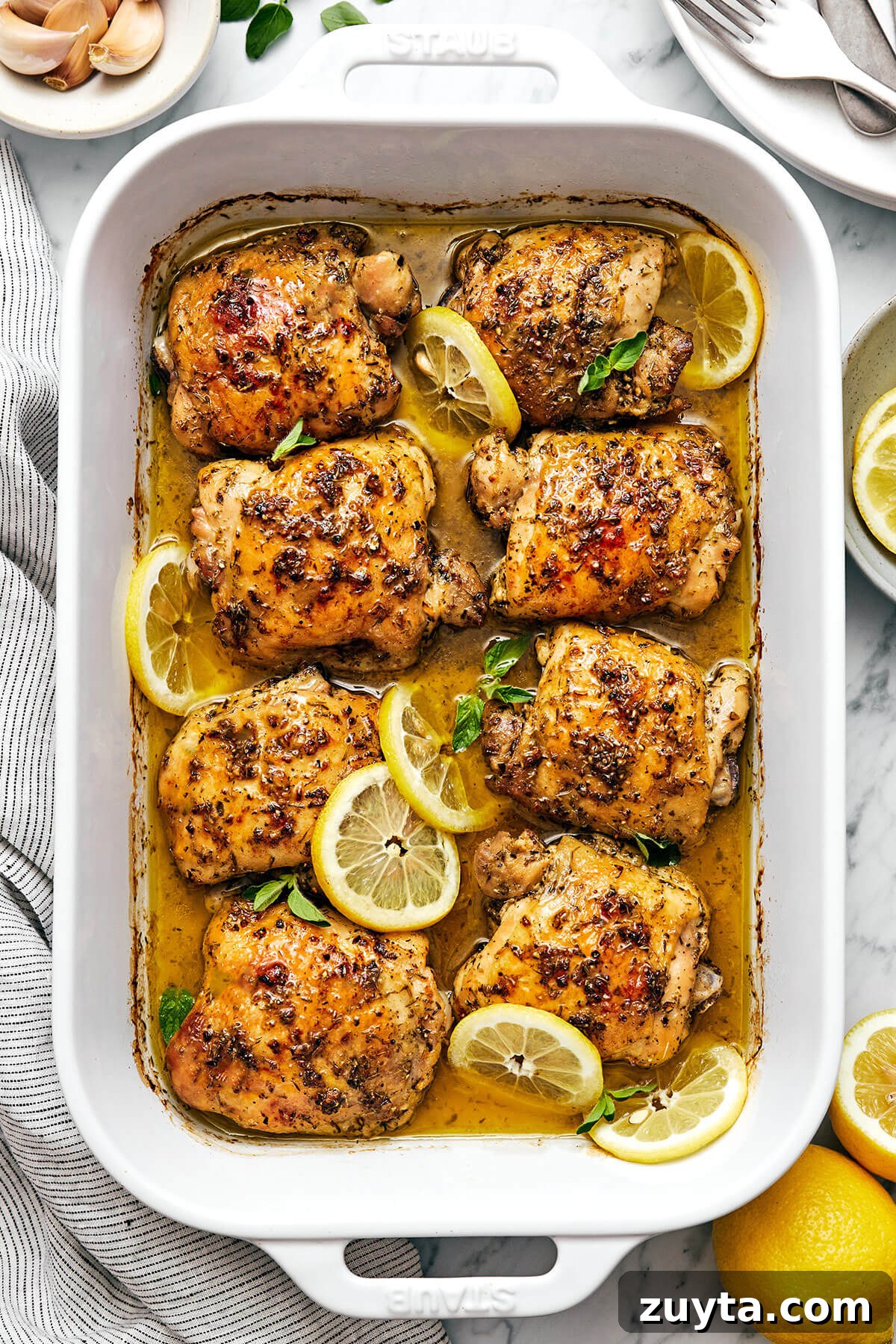Over 60 Mediterranean Diet Recipes for Every Meal 71 Greek lemon chicken in a baking dish
