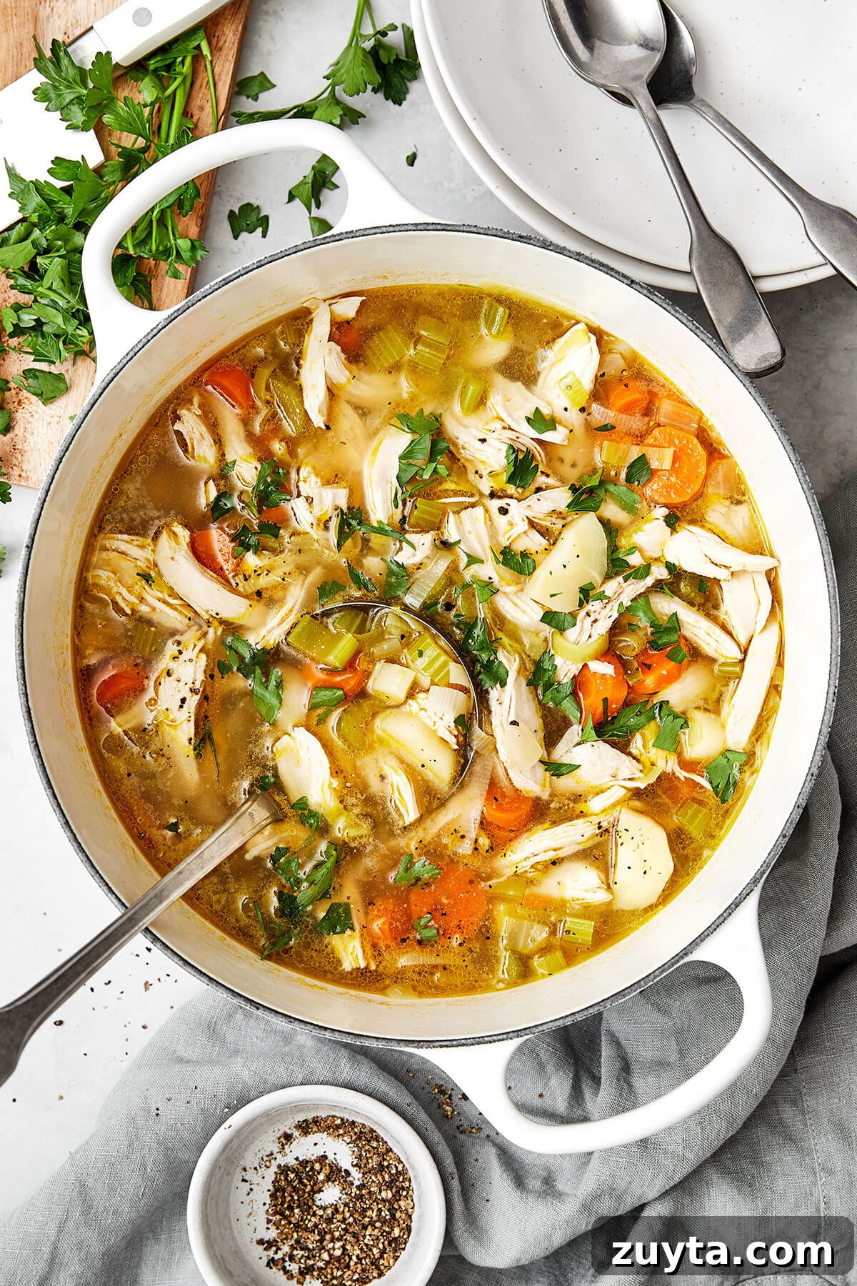 Over 60 Mediterranean Diet Recipes for Every Meal 78 A big pot of chicken soup.