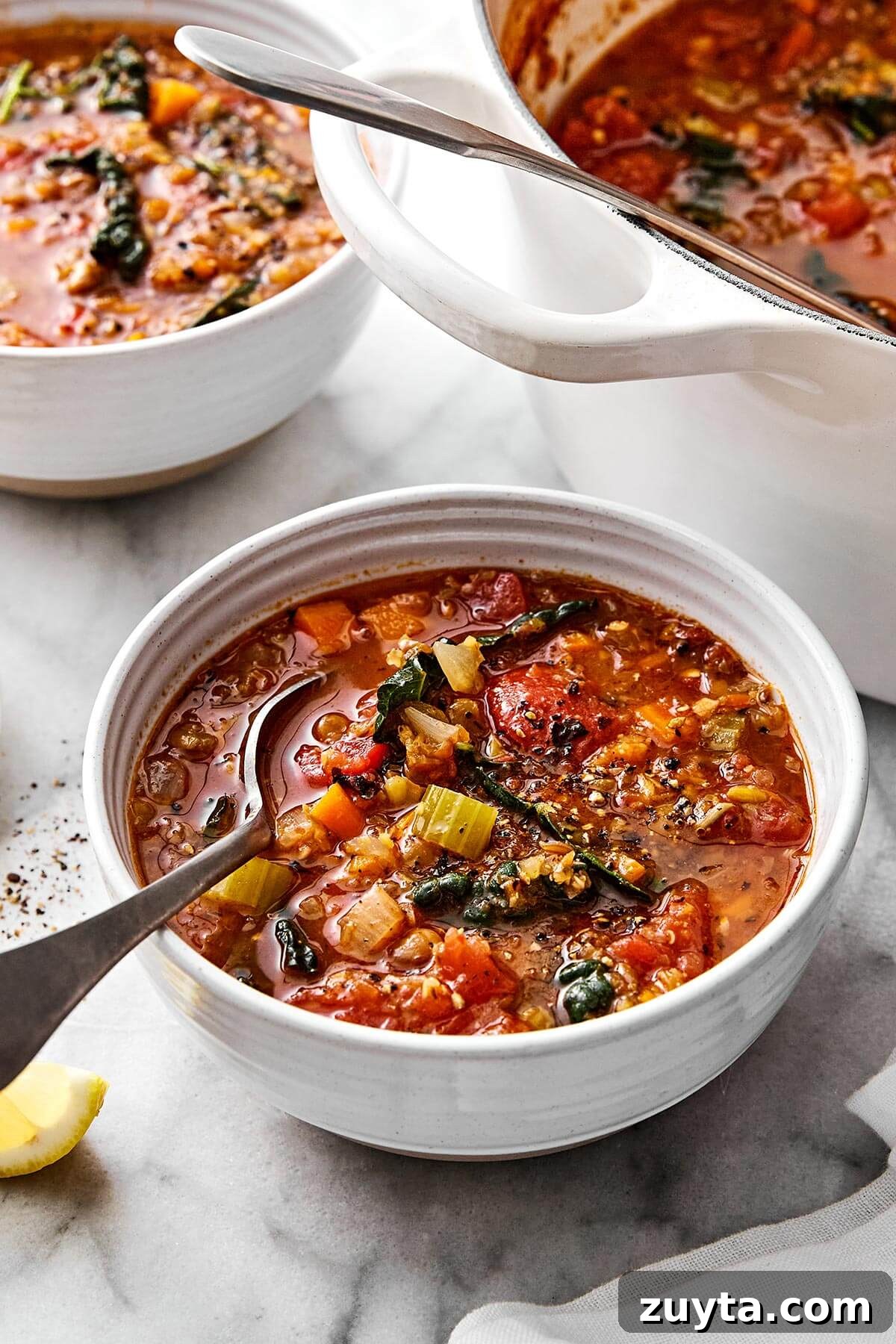 Over 60 Mediterranean Diet Recipes for Every Meal 10 Bowls of Mediterranean lentil soup.