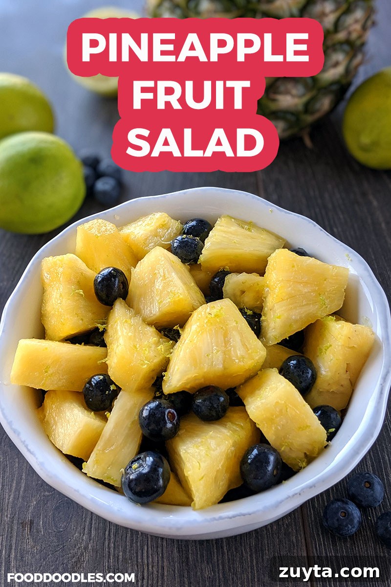 Pineapple Fruit Salad Recipe with Mint and Lime 3 Pineapple and blueberry salad