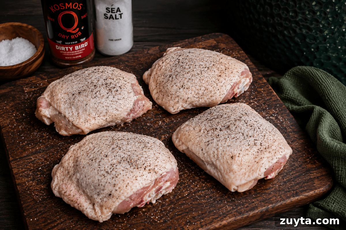 How to Grill Glazed Chicken Thighs on the Big Green Egg 5 Prepped chicken thighs