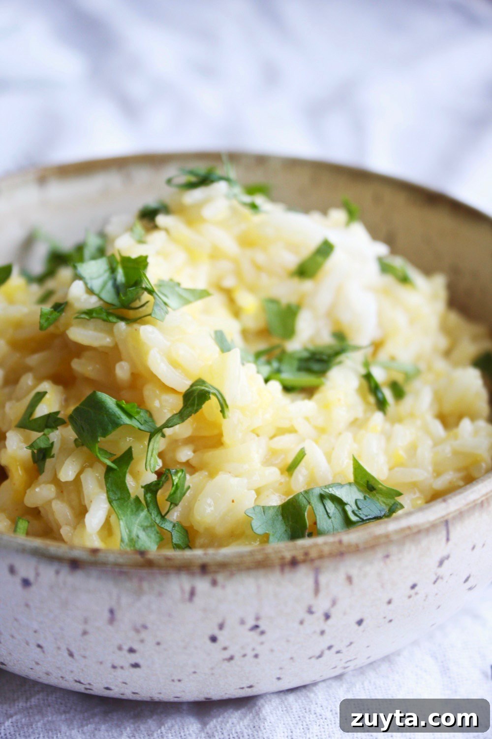 Coconut mango rice with toppings