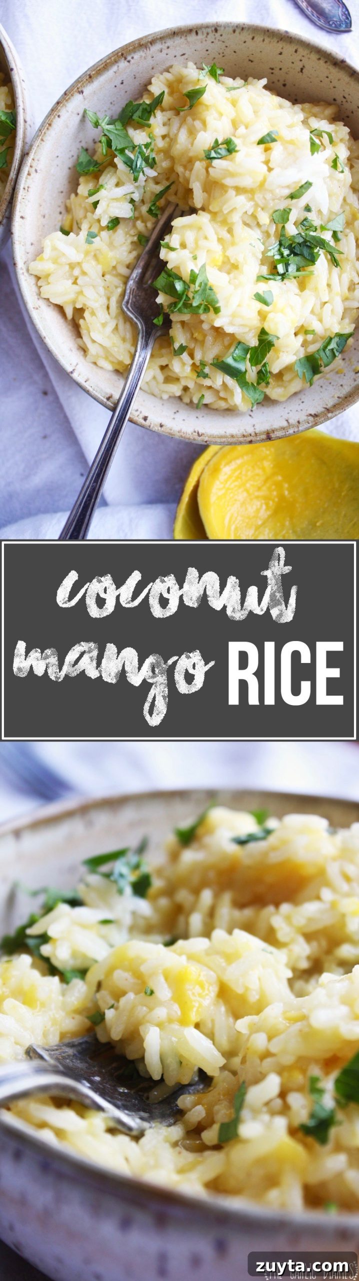 Serving suggestion for coconut mango rice