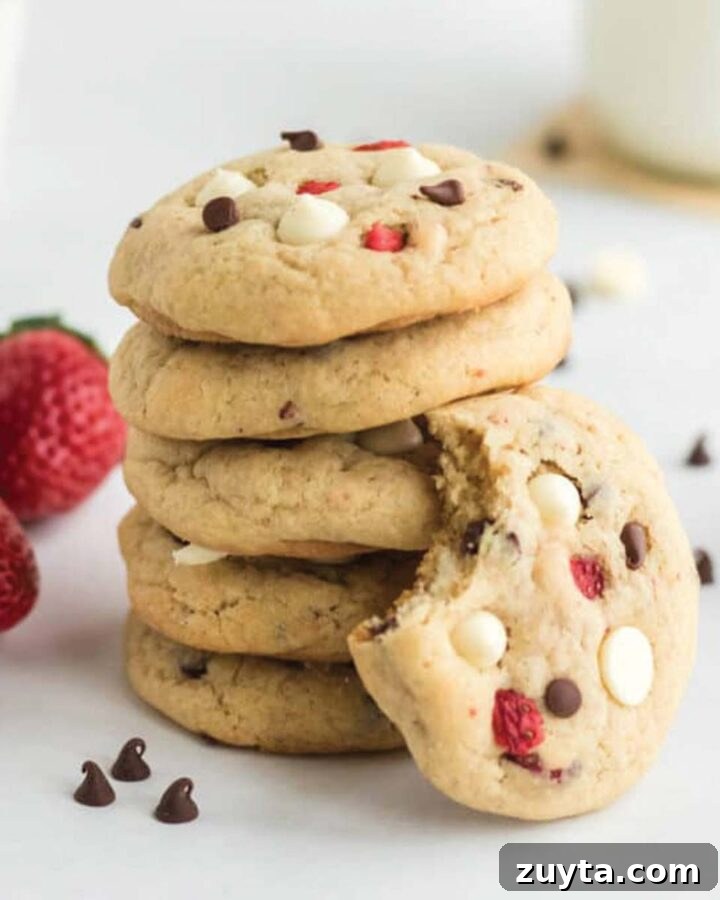 Copycat Cracker Barrel Coca-Cola Cake Recipe 12 Stack of strawberry cheesecake cookies on the table, one with a bite taken.