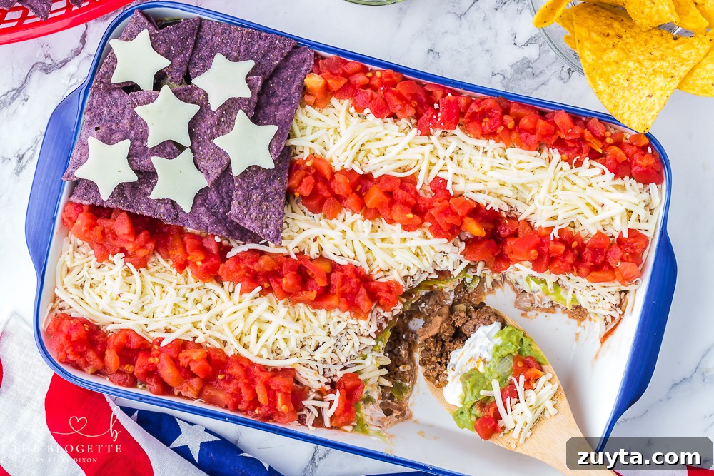 Patriotic American Flag 7 Layer Dip for Fourth of July 2 Patriotic Taco Dip