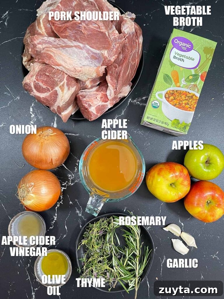 Slow-Braised Apple Cider Pork Shoulder 2 Ingredient pic for apple cider braised pork shoulder.