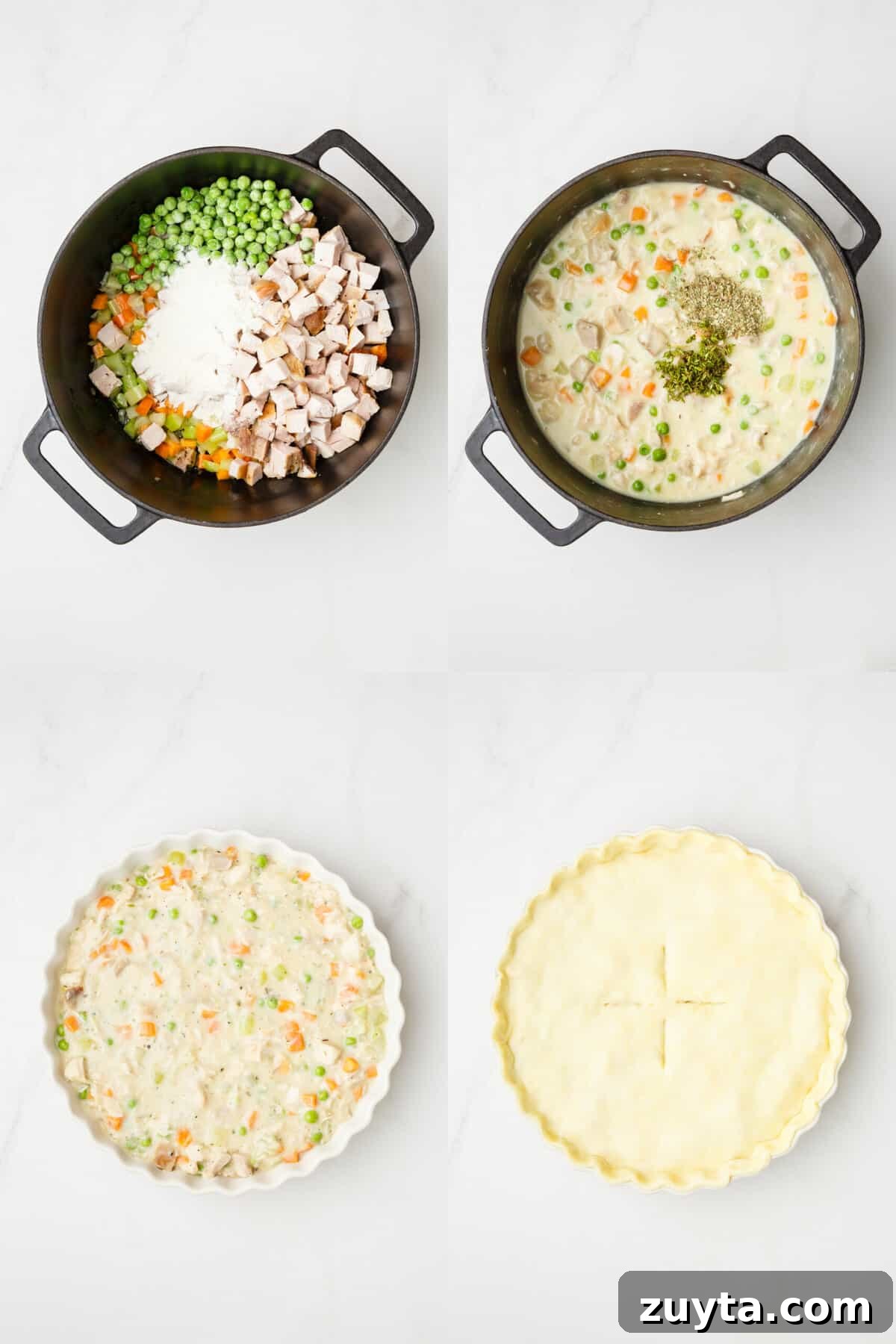 steps to make turkey pot pie.