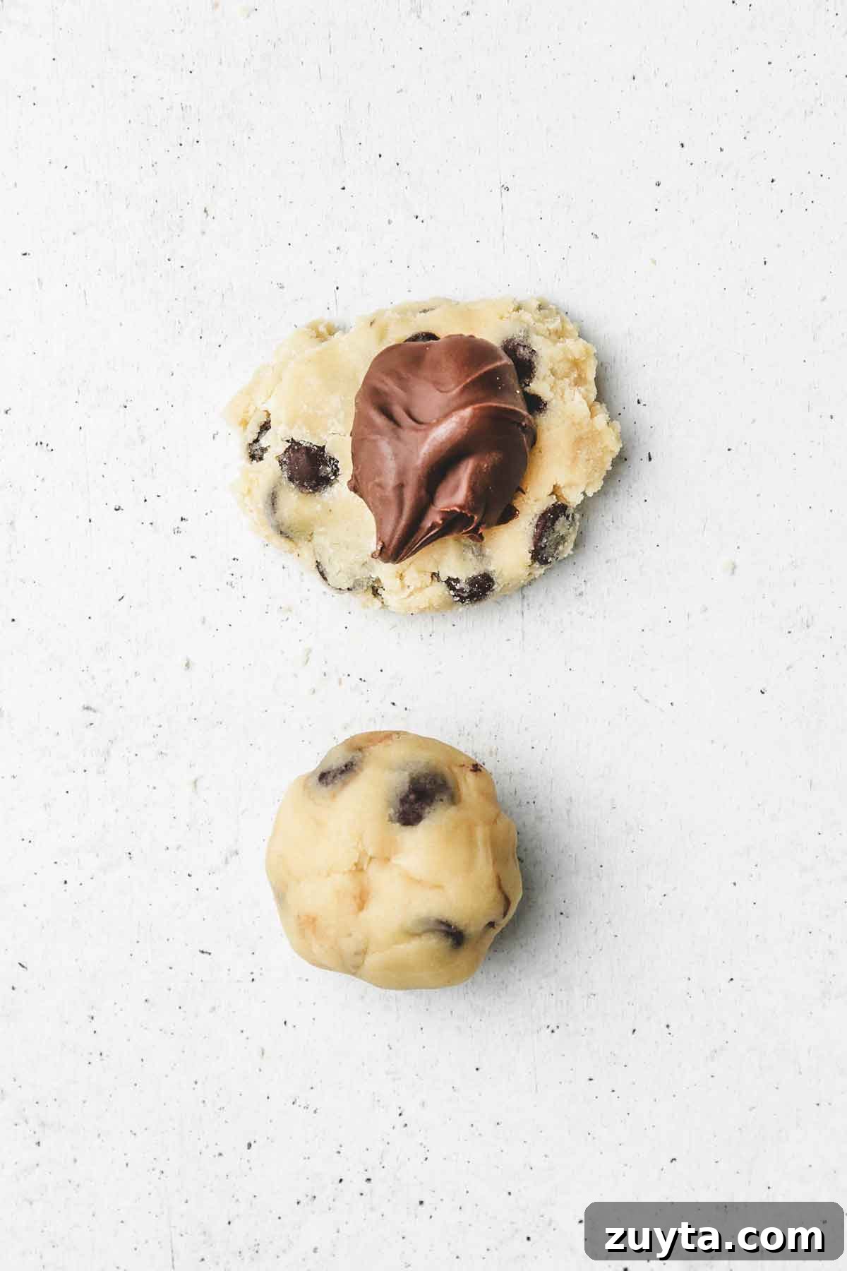 Cookie dough balls with frozen Nutella centers