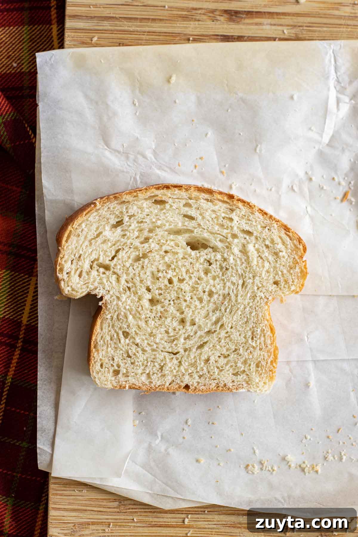 Make Sourdough Sandwich Bread in One Day 18 A sourdough sandwich bread slice.