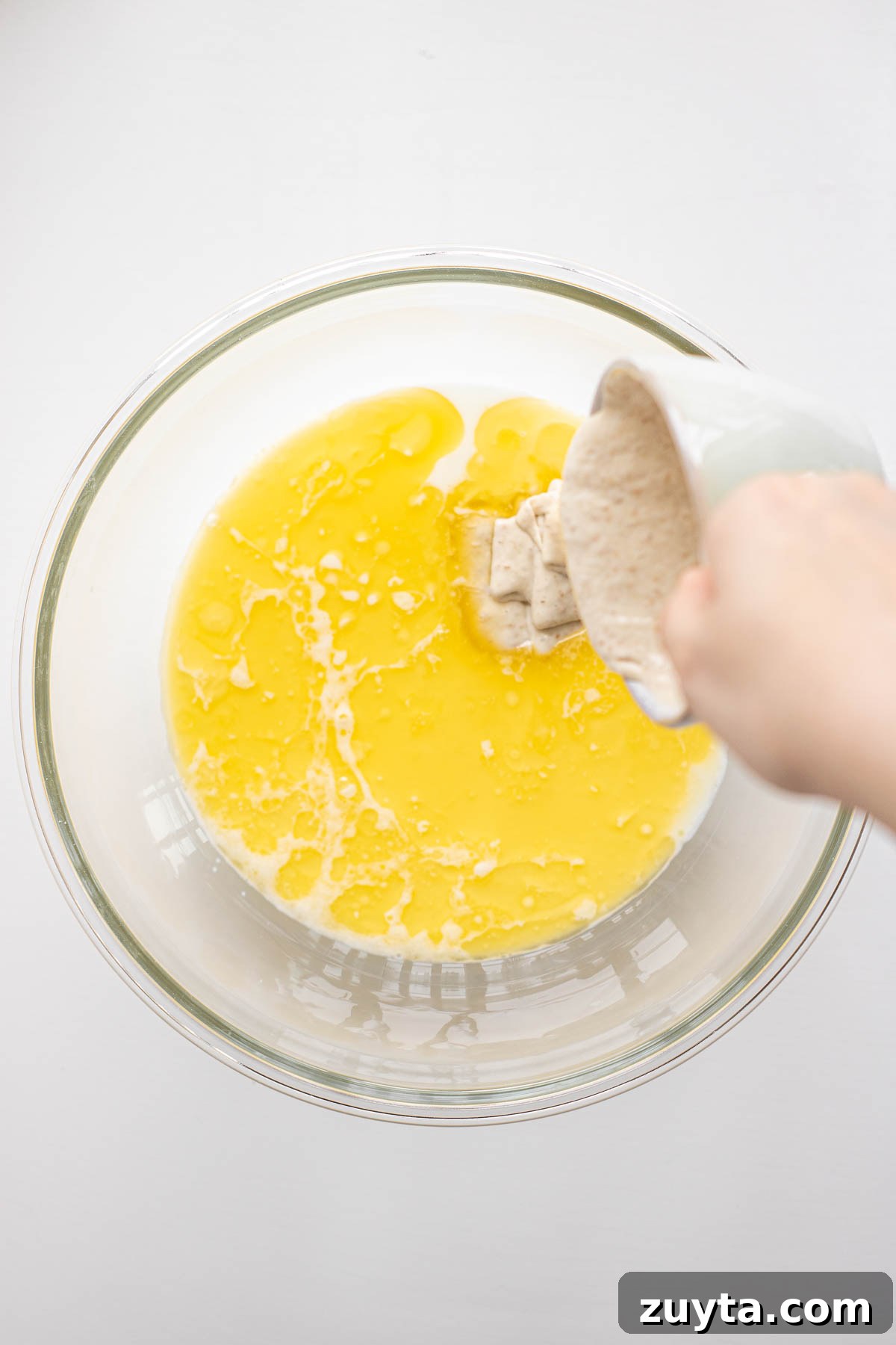 Make Sourdough Sandwich Bread in One Day 4 Mixing wet ingredients.